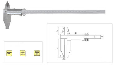 0 มม - 300 มิลลิเมตรเปิดบล็อกสแตนเลส dial Vernier Caliper ด้วยปลายปากการูปแบบและมาตรฐานขากรรไกร